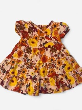 Gymboree Floral Tiered Dress in Yellow, Orange & Brown